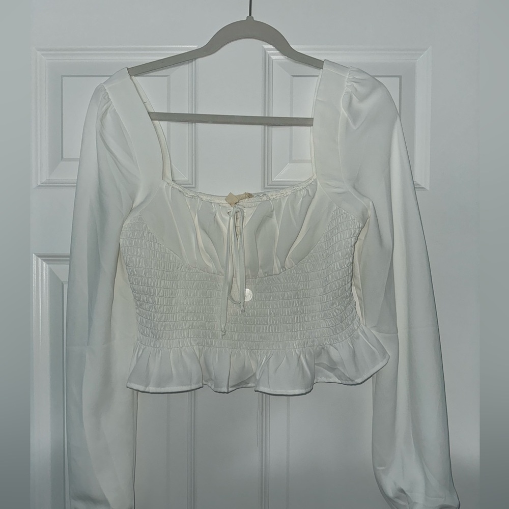 PAC Sun La hearts white long sleeve blouse (size medium)